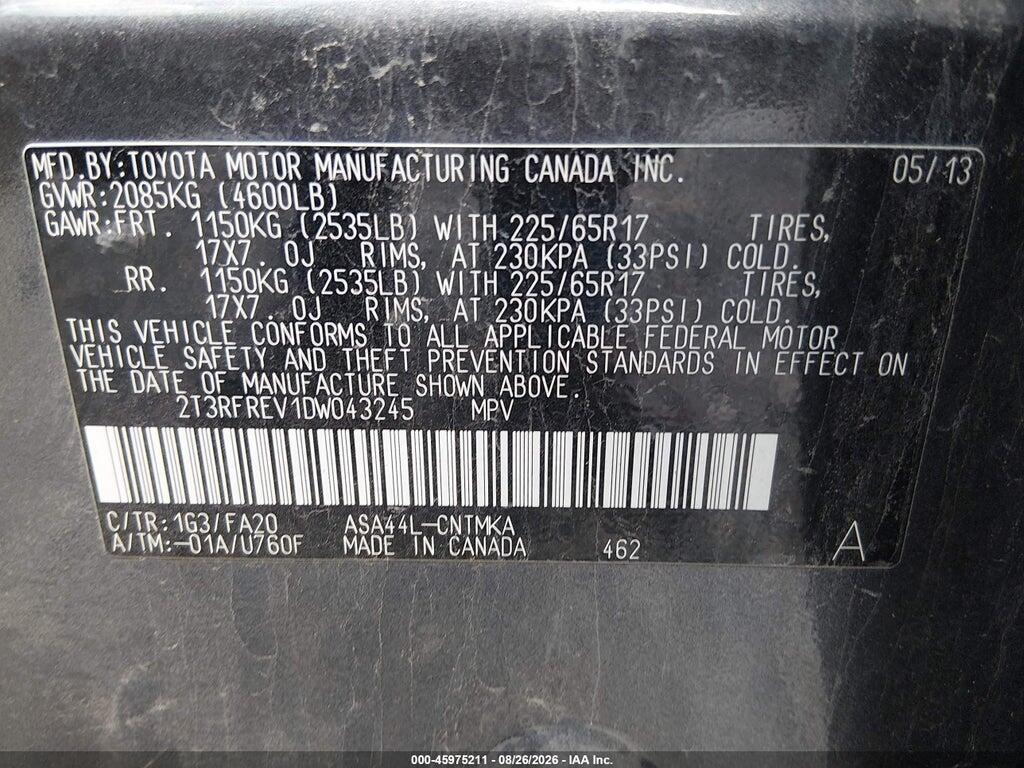 2T3RFREV1DW043245 2013 TOYOTA RAV4 photo no. 9