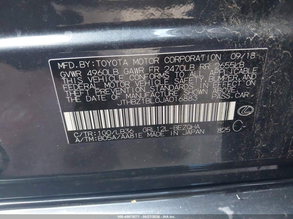 JTHBZ1BL0JA016883 2018 LEXUS GS 350 photo no. 9