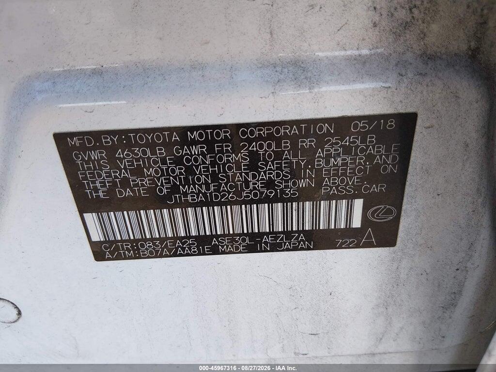 JTHBA1D26J5079135 2018 LEXUS IS 300 photo no. 9