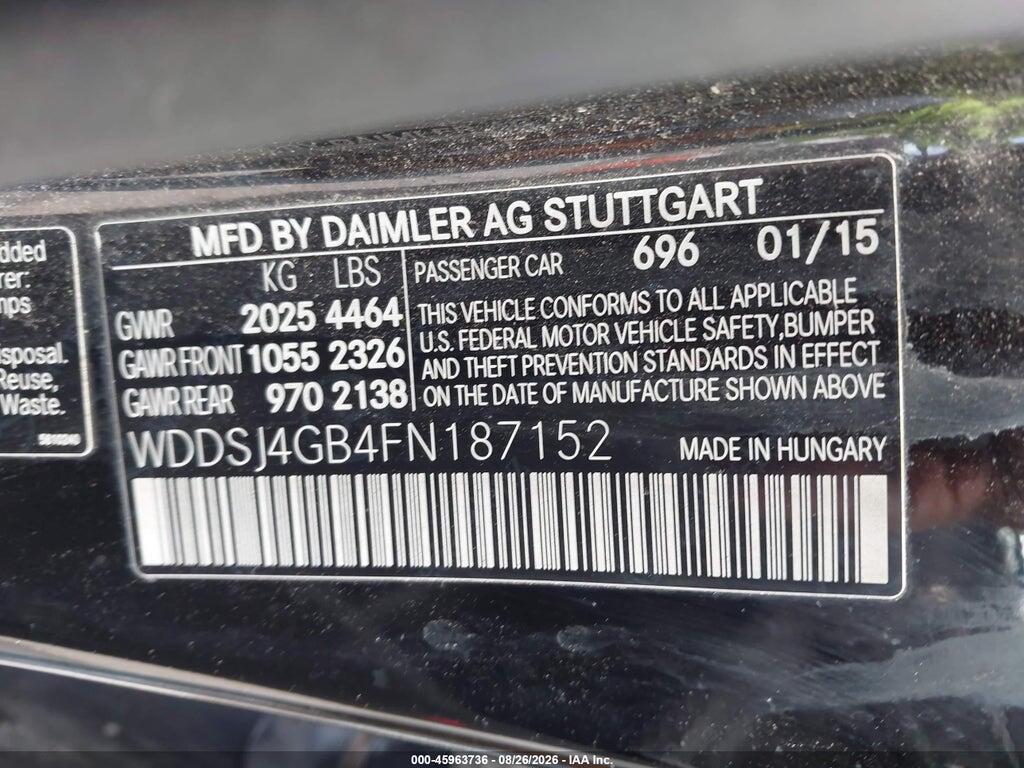 WDDSJ4GB4FN187152 2015 MERCEDES-BENZ CLA 250 photo no. 9