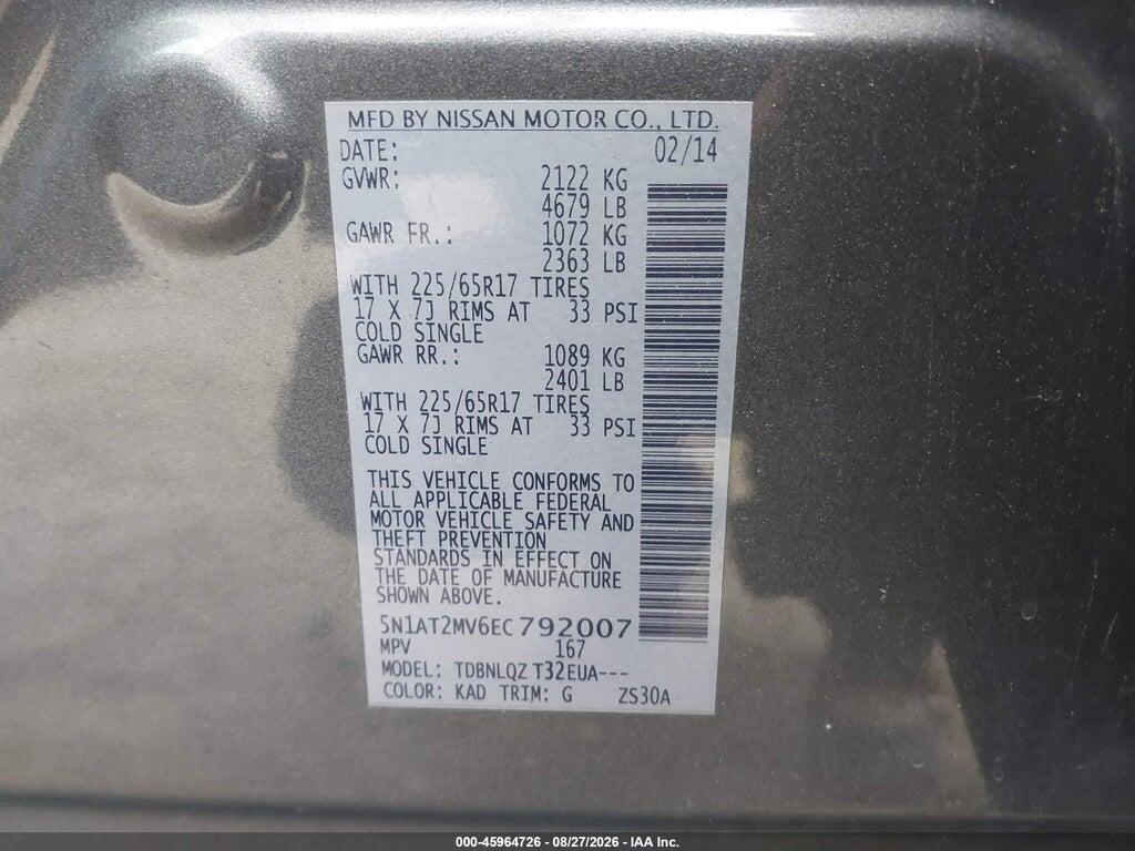 5N1AT2MV6EC792007 2014 NISSAN ROGUE photo no. 9