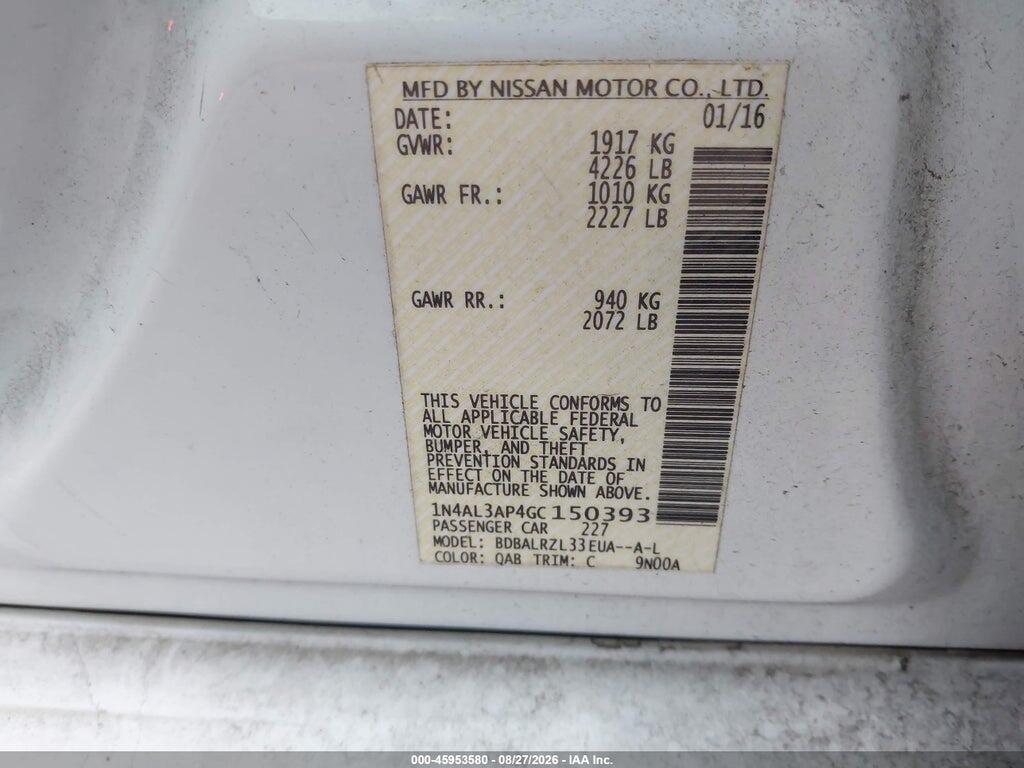 1N4AL3AP4GC150393 2016 NISSAN ALTIMA photo no. 9