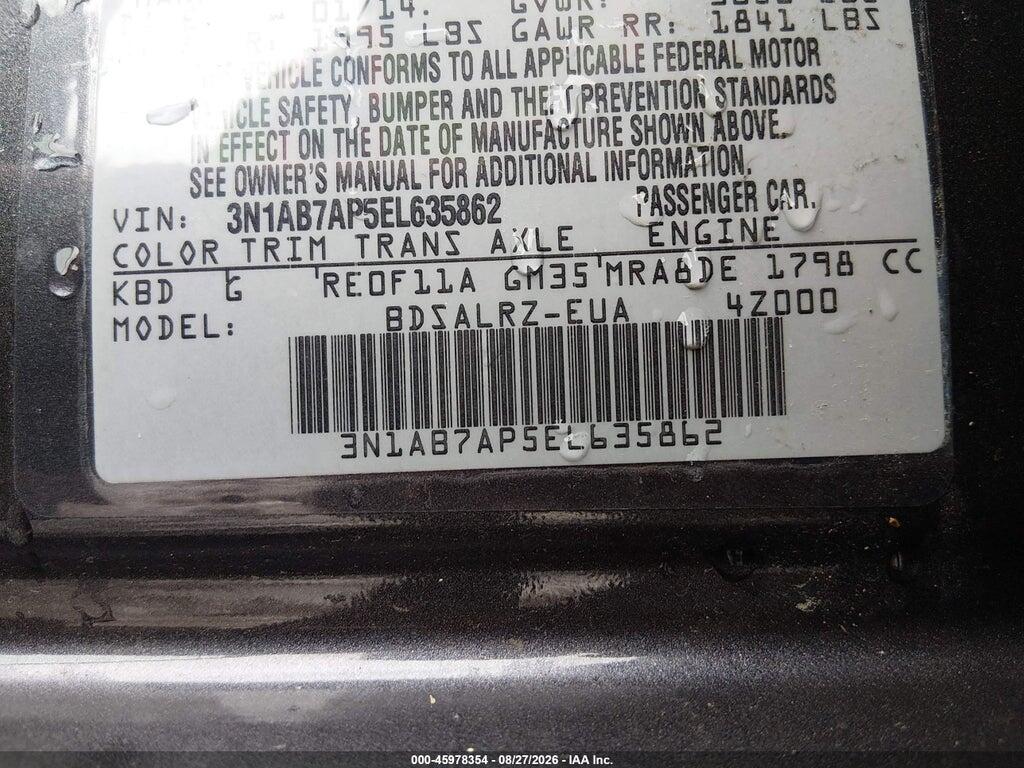 3N1AB7AP5EL635862 2014 NISSAN SENTRA photo no. 9