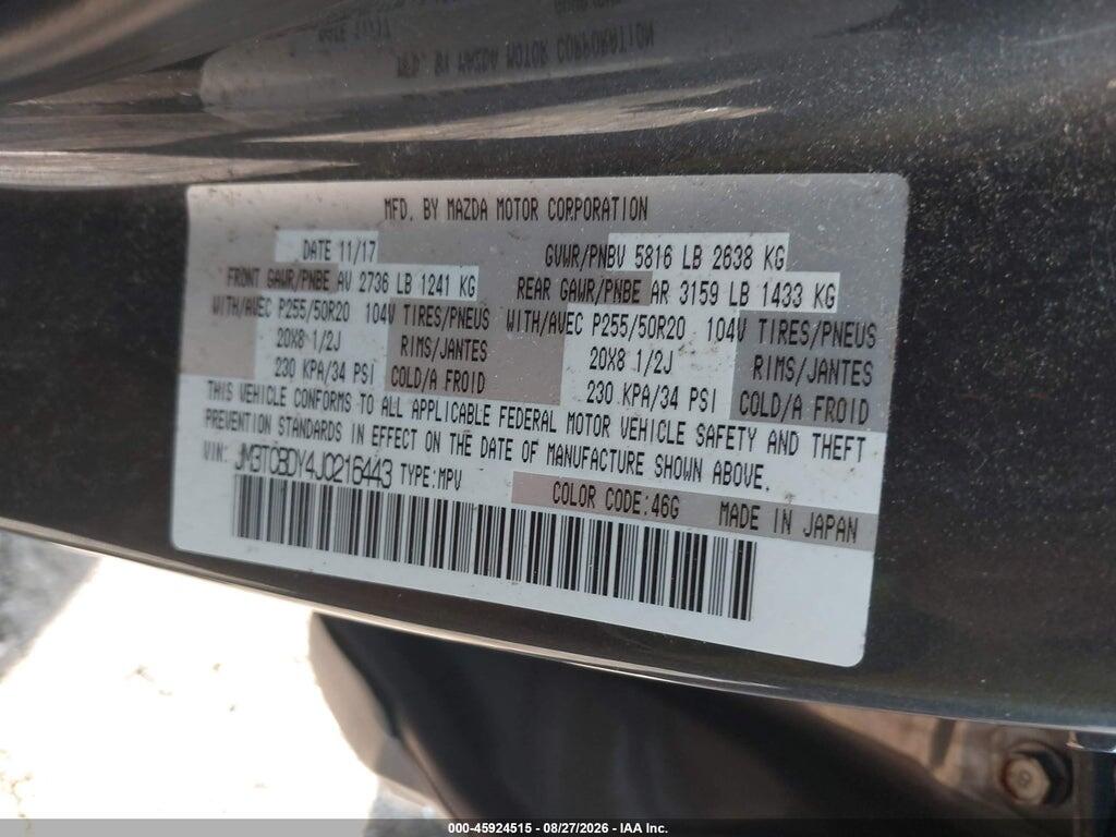 JM3TCBDY4J0216443 2018 MAZDA CX-9 photo no. 9