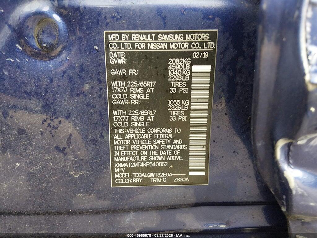 KNMAT2MT4KP540862 2019 NISSAN ROGUE photo no. 9