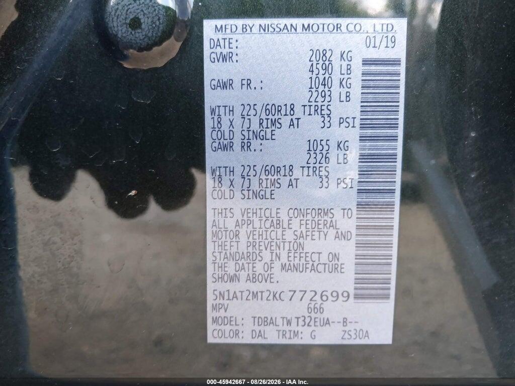 5N1AT2MT2KC772699 2019 NISSAN ROGUE photo no. 9