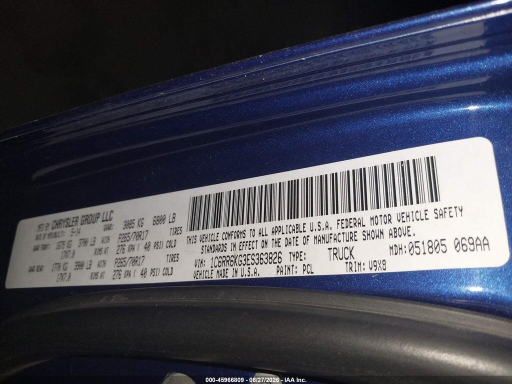 1C6RR6KG3ES363826 2014 RAM 1500 photo no. 9
