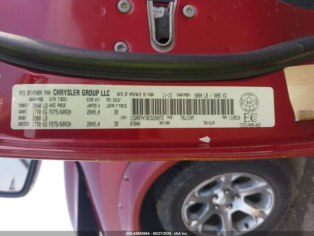 1C6RR7NT8ES220272 2014 RAM 1500 photo no. 9