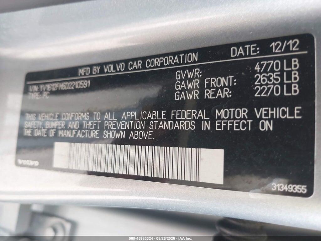 YV1612FH6D2210591 2013 VOLVO S60 photo no. 9