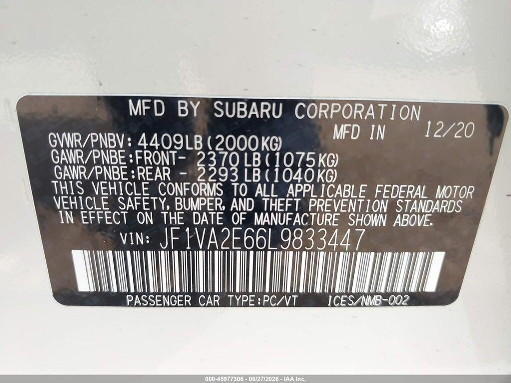 JF1VA2E66L9833447 2020 SUBARU WRX STI photo no. 9