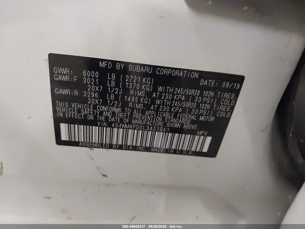 4S4WMAPD0L3421941 2020 SUBARU ASCENT photo no. 9