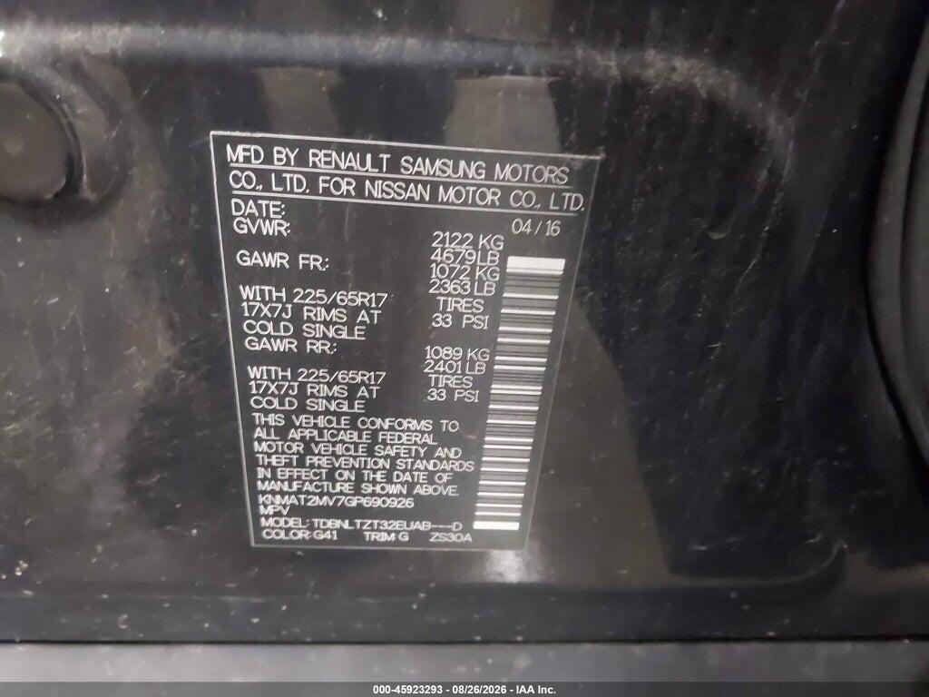 KNMAT2MV7GP690926 2016 NISSAN ROGUE photo no. 9