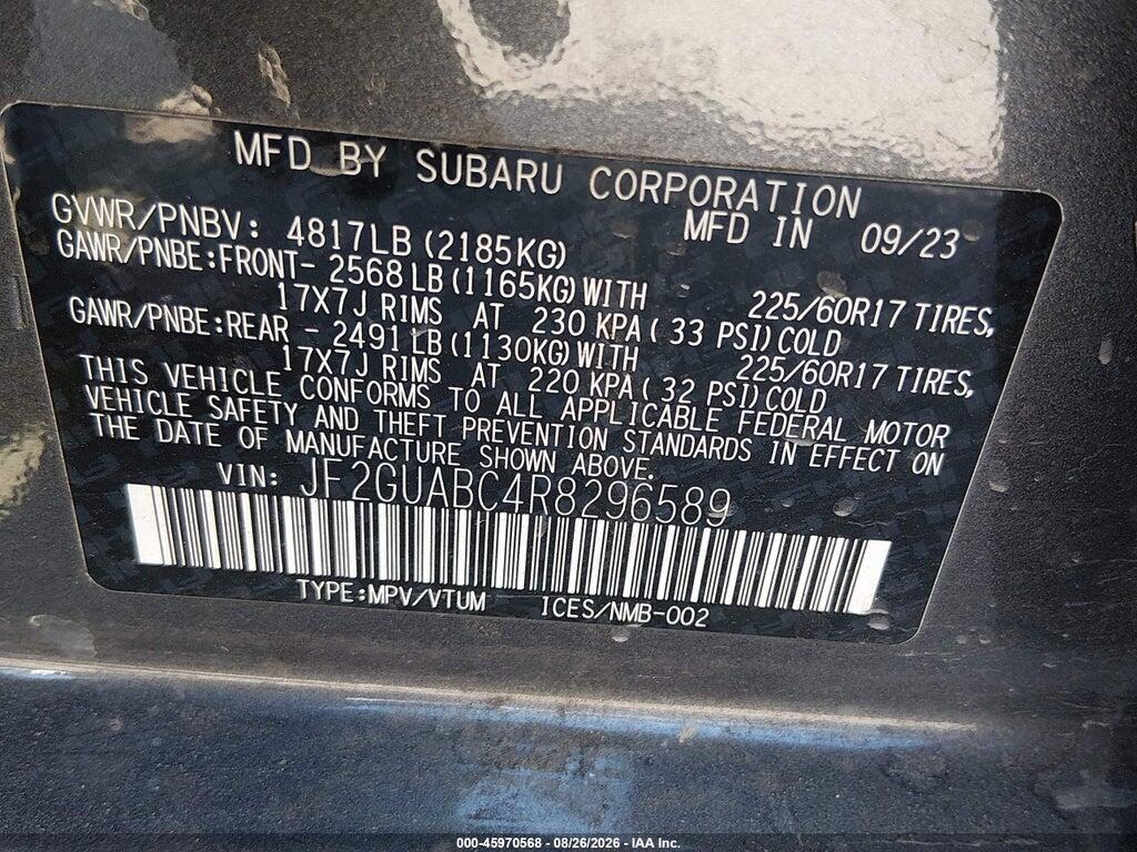 JF2GUABC4R8296589 2024 SUBARU CROSSTREK photo no. 9