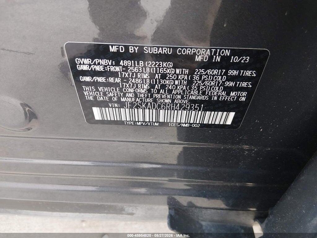 JF2SKADC6RH429351 2024 SUBARU FORESTER photo no. 9