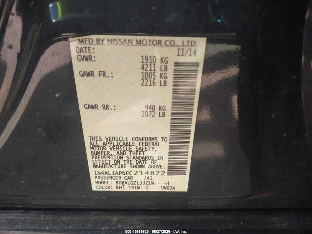 1N4AL3AP6FC214822 2015 NISSAN ALTIMA photo no. 9