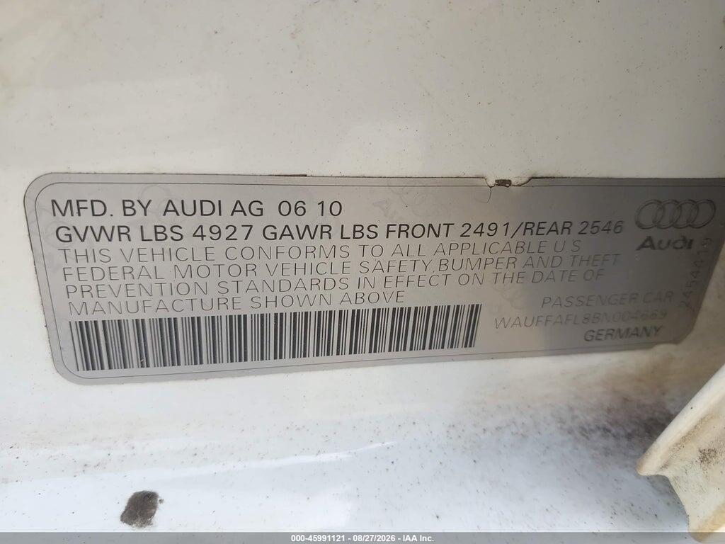 WAUFFAFL8BN004669 2011 AUDI A4 photo no. 9