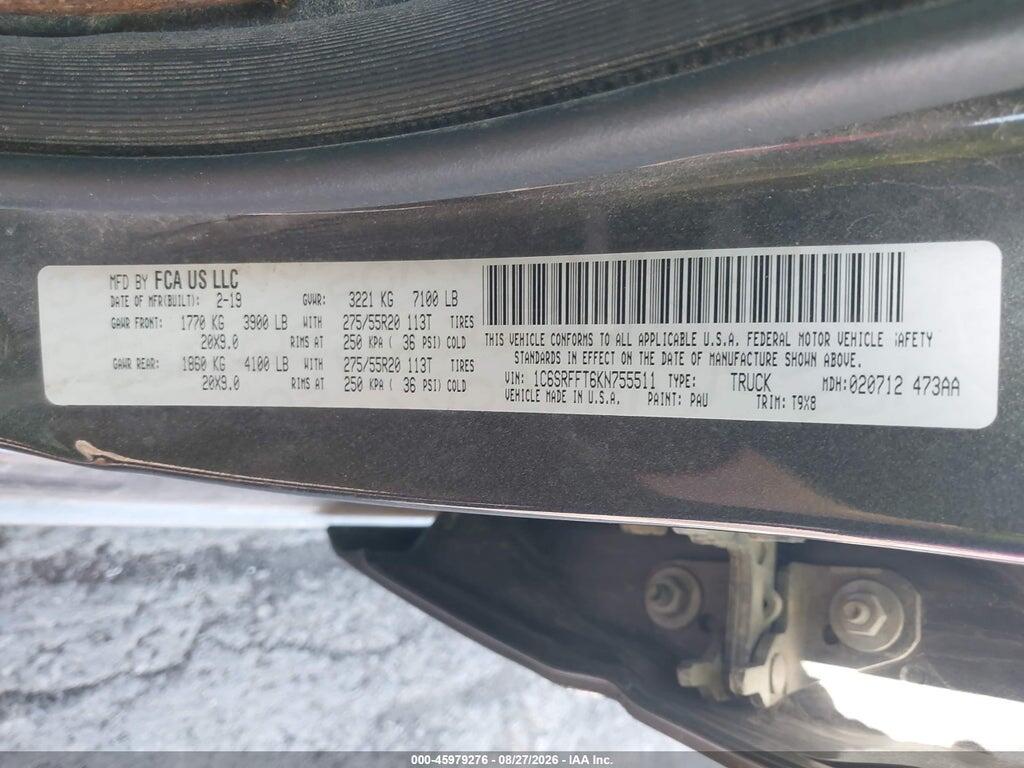 1C6SRFFT6KN755511 2019 RAM 1500 photo no. 9