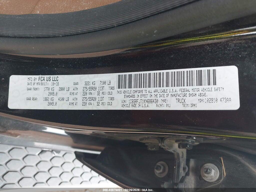1C6SRFJT1KN686430 2019 RAM 1500 photo no. 9