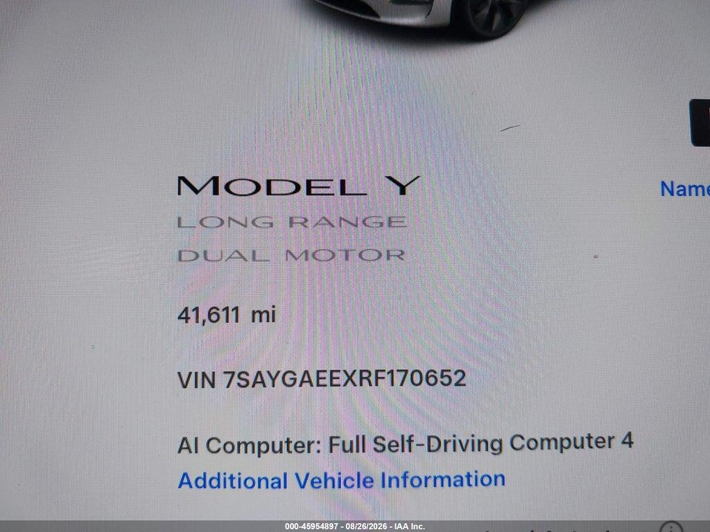 7SAYGAEEXRF170652 2024 TESLA MODEL Y photo no. 7