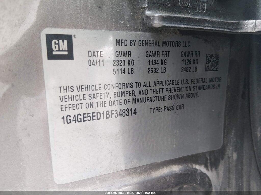 1G4GE5ED1BF348314 2011 BUICK LACROSSE photo no. 9