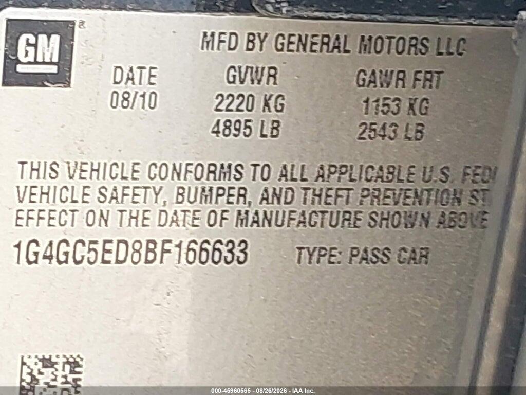 1G4GC5ED8BF166633 2011 BUICK LACROSSE photo no. 9
