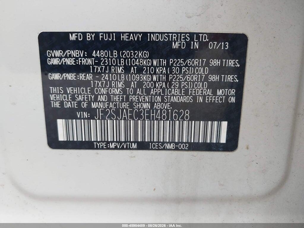 JF2SJAEC3EH481628 2014 SUBARU FORESTER photo no. 9