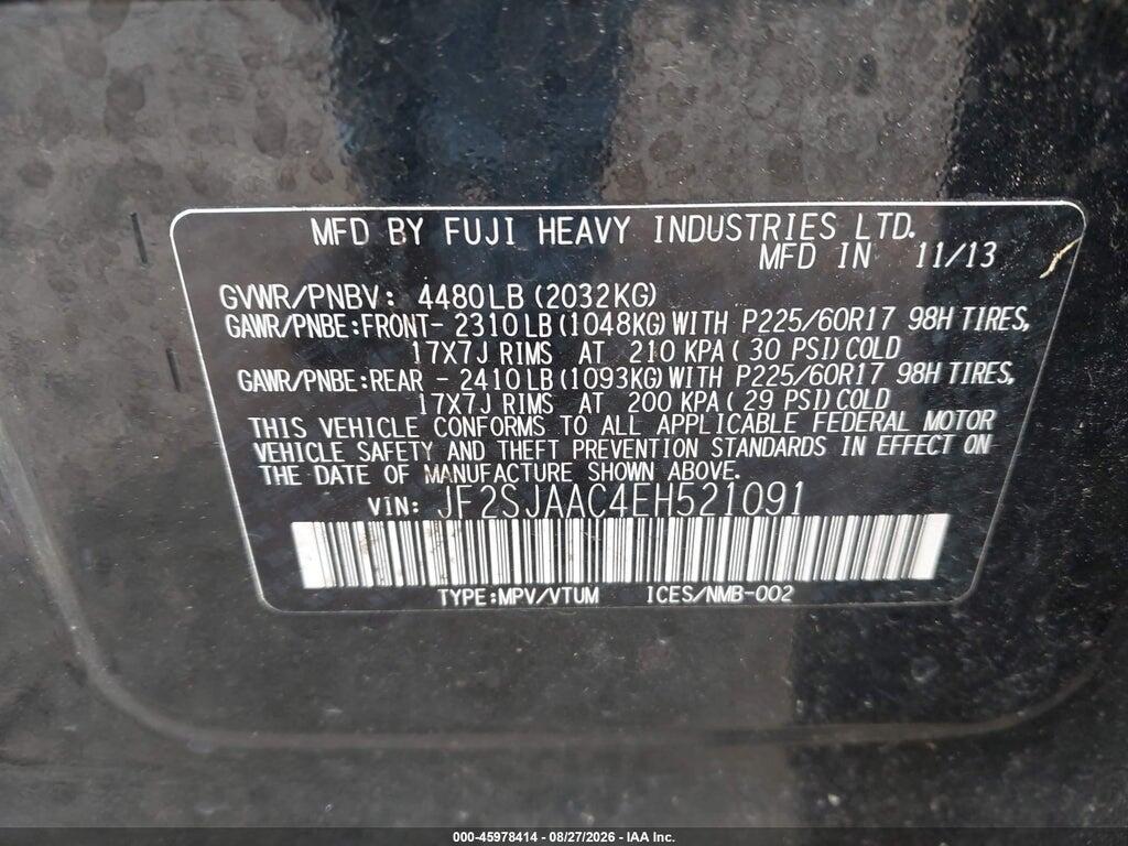 JF2SJAAC4EH521091 2014 SUBARU FORESTER photo no. 9