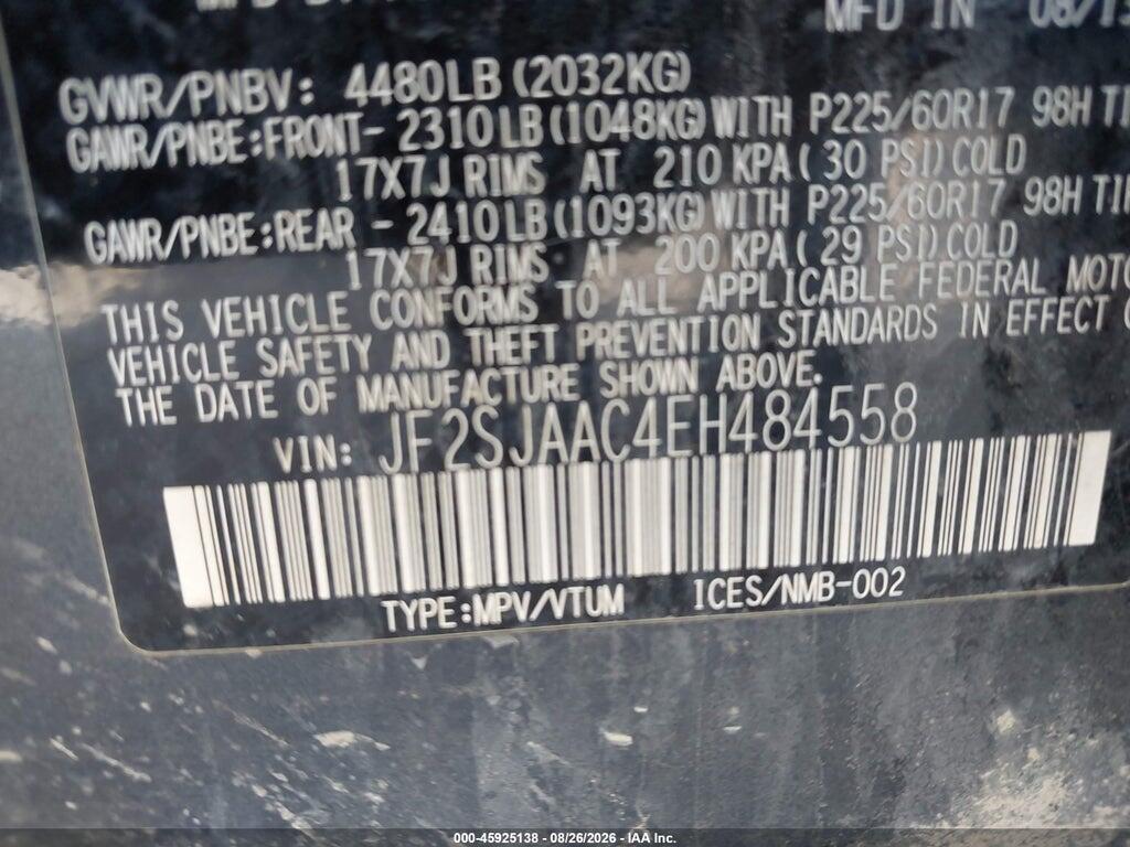 JF2SJAAC4EH484558 2014 SUBARU FORESTER photo no. 9