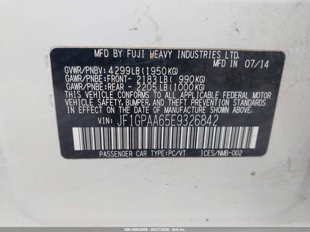 JF1GPAA65E9326842 2014 SUBARU IMPREZA photo no. 9