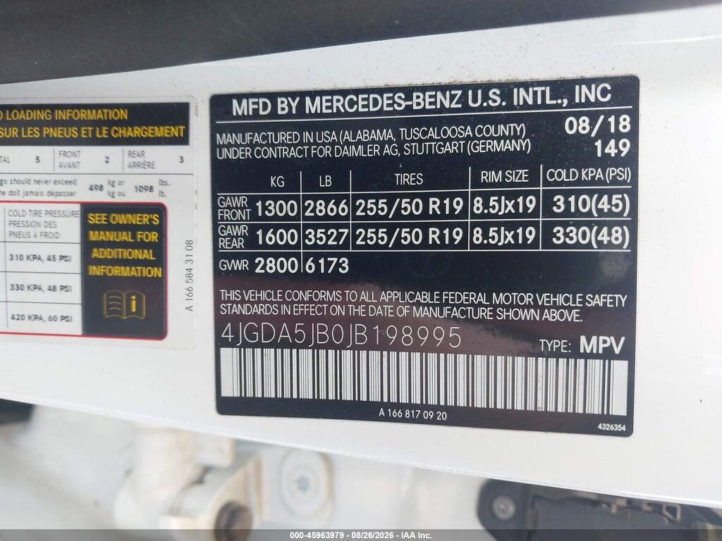 4JGDA5JB0JB198995 2018 MERCEDES-BENZ GLE 350 photo no. 9