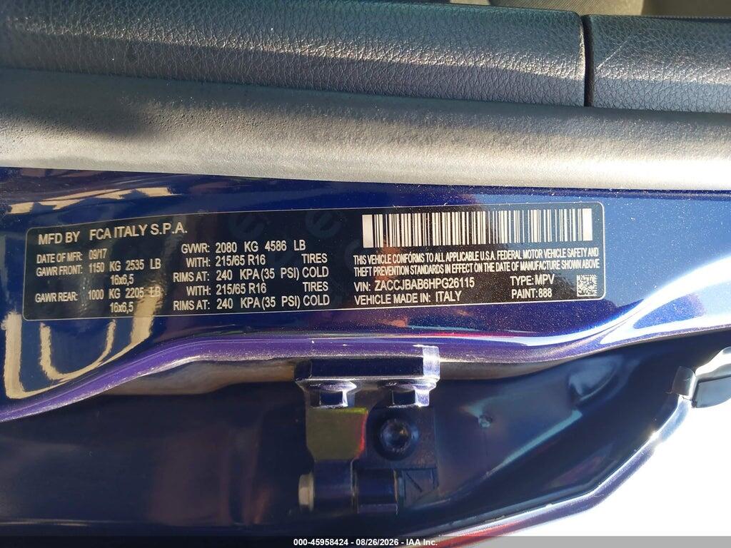 ZACCJBAB6HPG26115 2017 JEEP RENEGADE photo no. 9