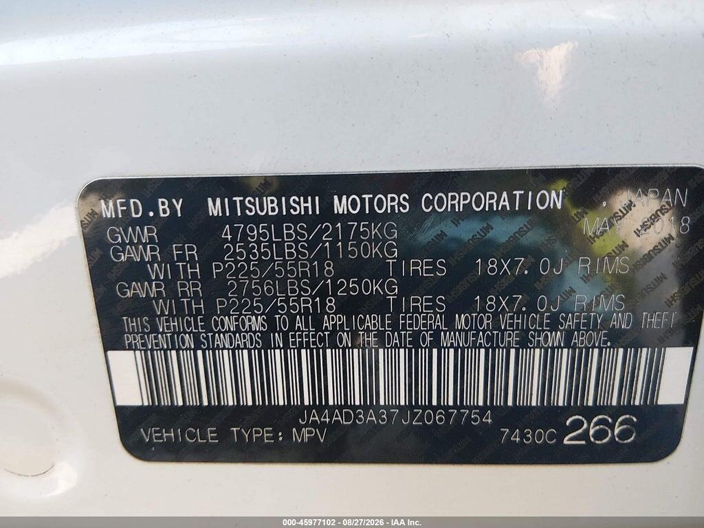 JA4AD3A37JZ067754 2018 MITSUBISHI OUTLANDER photo no. 9