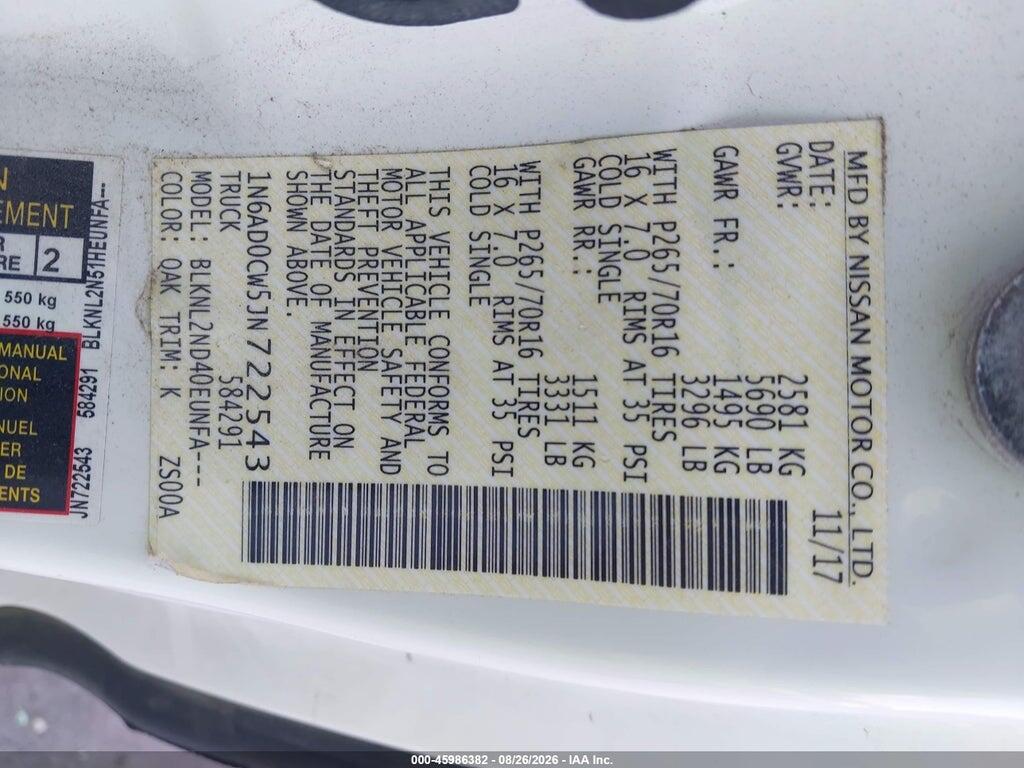 1N6AD0CW5JN722543 2018 NISSAN FRONTIER photo no. 9