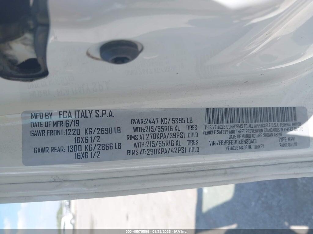 ZFBHRFBB0K6N80461 2019 RAM PROMASTER CITY photo no. 9