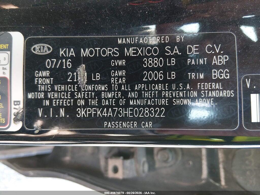 3KPFK4A73HE028322 2017 KIA FORTE photo no. 9