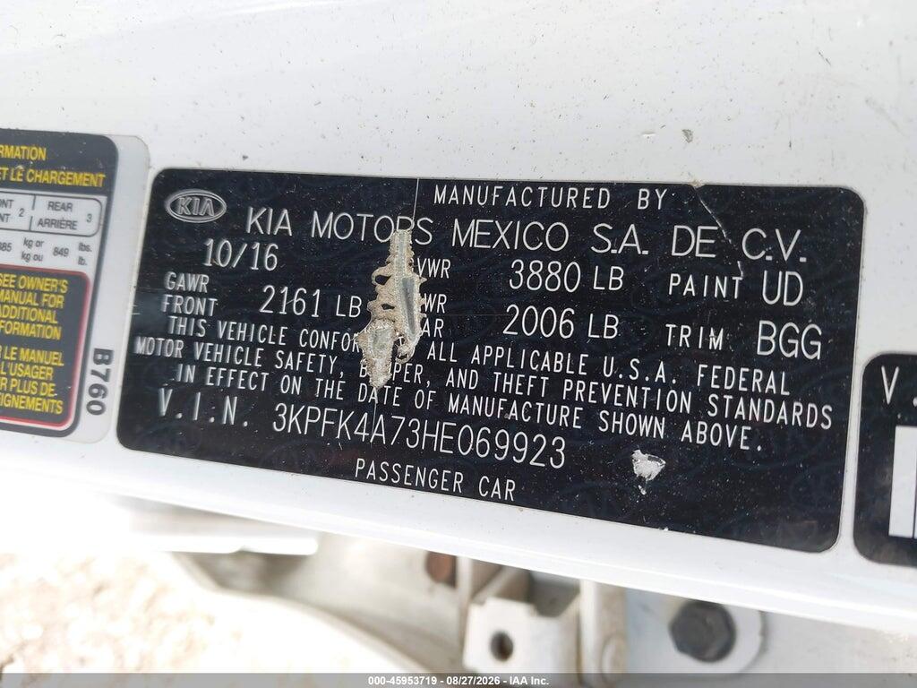 3KPFK4A73HE069923 2017 KIA FORTE photo no. 9