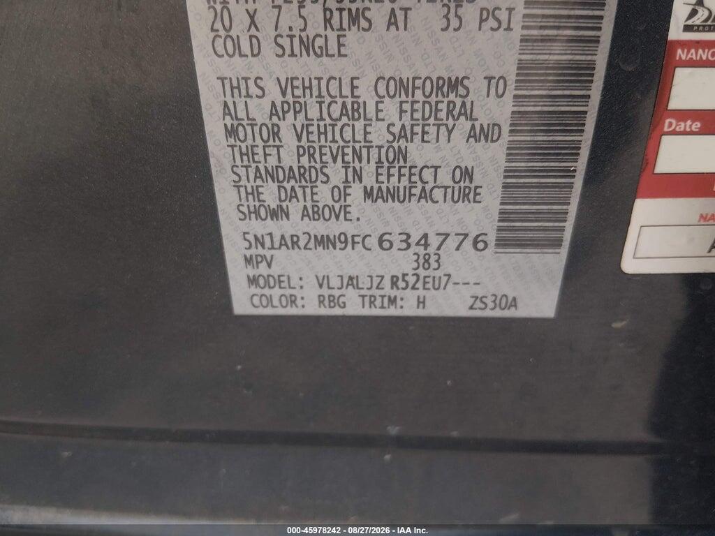 5N1AR2MN9FC634776 2015 NISSAN PATHFINDER photo no. 9