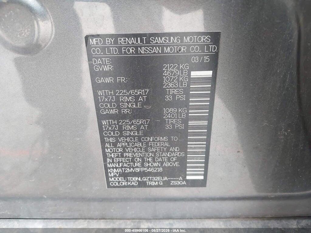 KNMAT2MV8FP546218 2015 NISSAN ROGUE photo no. 9