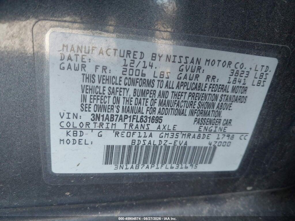 3N1AB7AP1FL631695 2015 NISSAN SENTRA photo no. 9