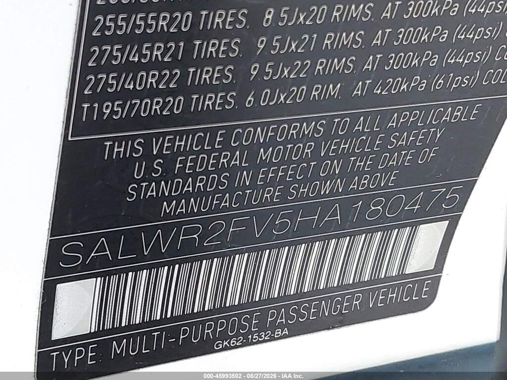 SALWR2FV5HA180475 2017 LAND ROVER RANGE ROVER SPORT photo no. 9