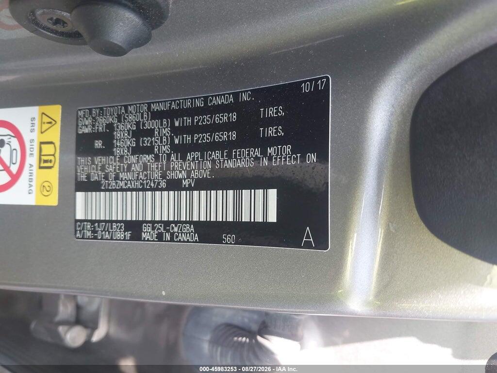 2T2BZMCAXHC124736 2017 LEXUS RX 350 photo no. 9