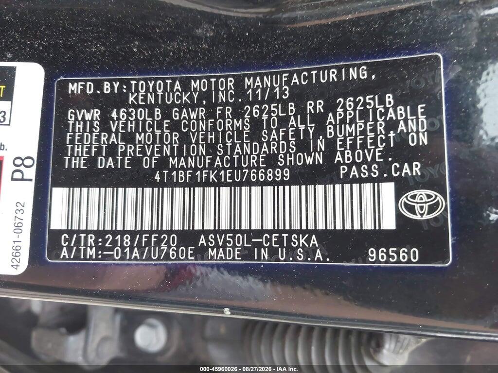 4T1BF1FK1EU766899 2014 TOYOTA CAMRY photo no. 9