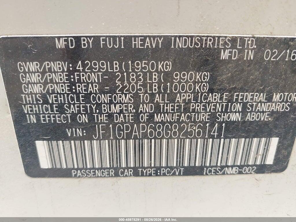 JF1GPAP68G8256141 2016 SUBARU IMPREZA photo no. 9