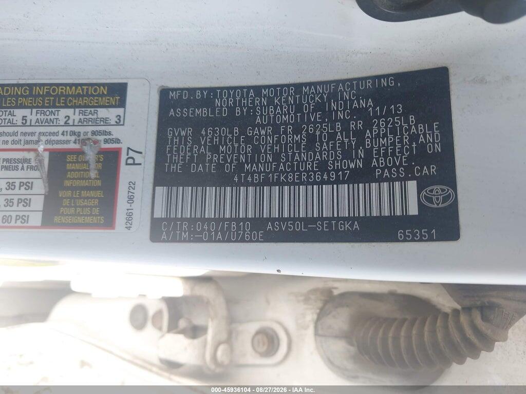 4T4BF1FK8ER364917 2014 TOYOTA CAMRY photo no. 9