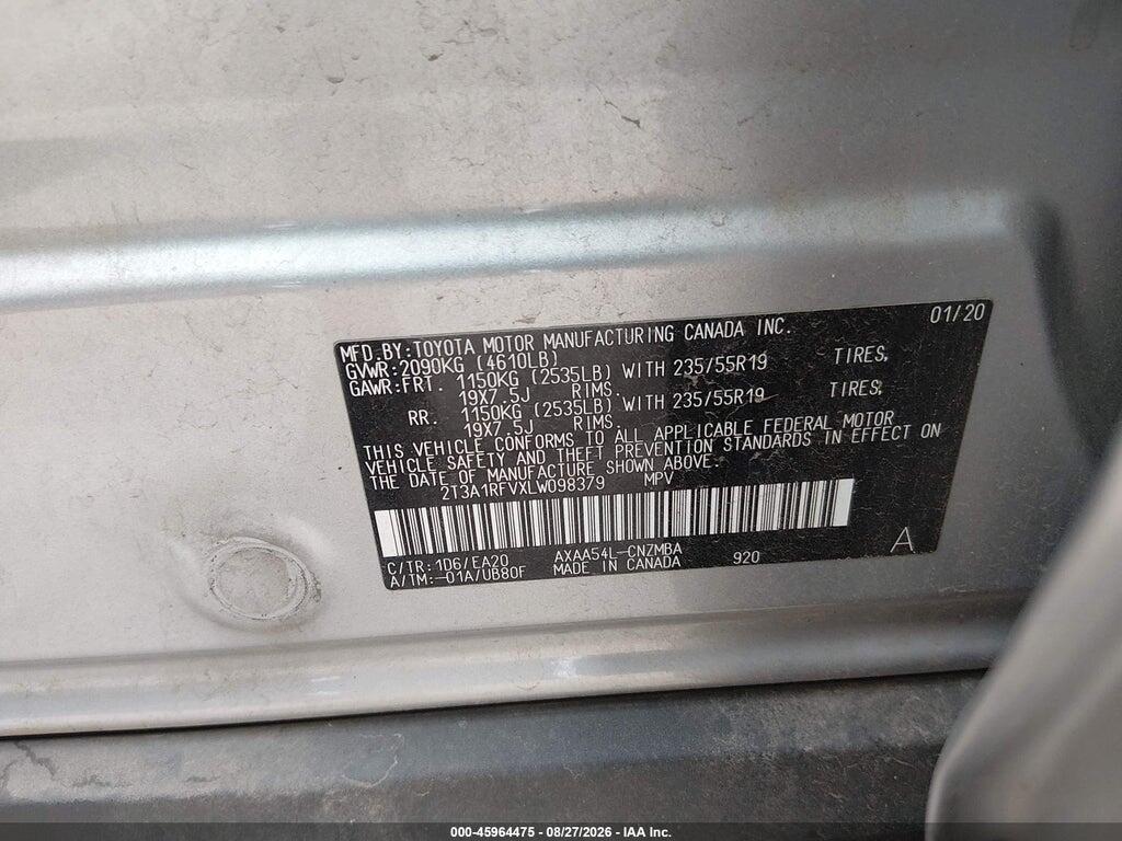 2T3A1RFVXLW098379 2020 TOYOTA RAV4 photo no. 9
