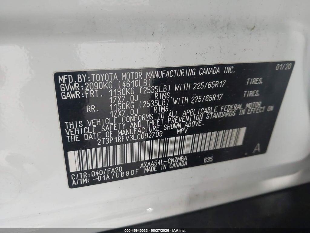 2T3P1RFV3LC092709 2020 TOYOTA RAV4 photo no. 9