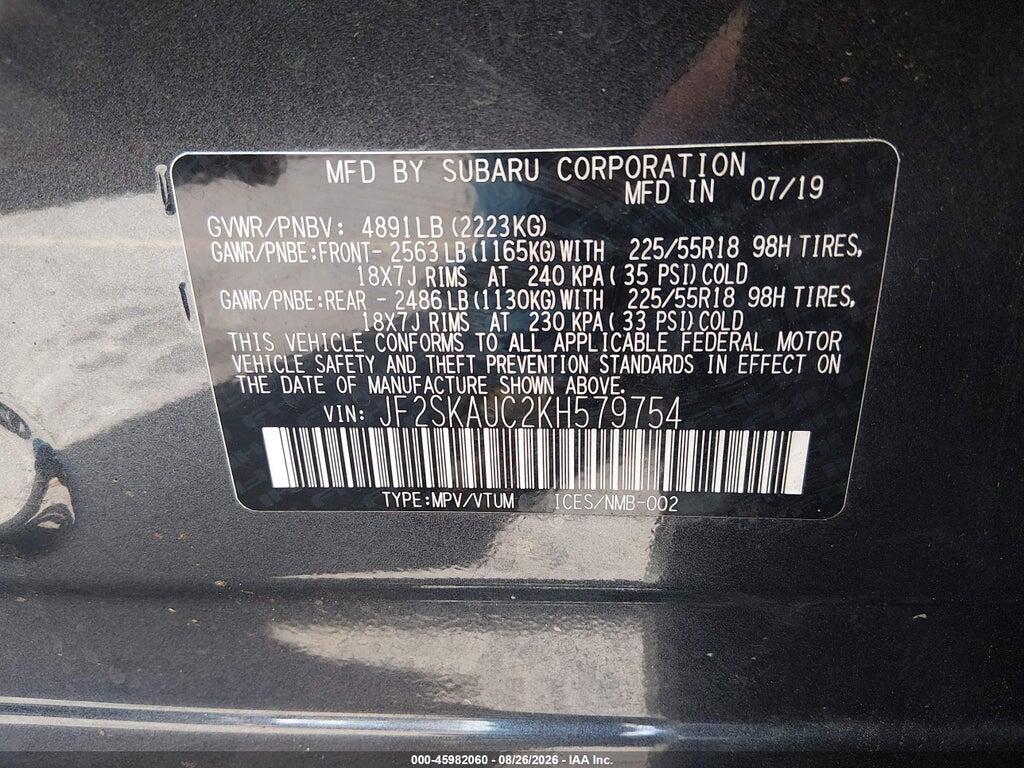JF2SKAUC2KH579754 2019 SUBARU FORESTER photo no. 9