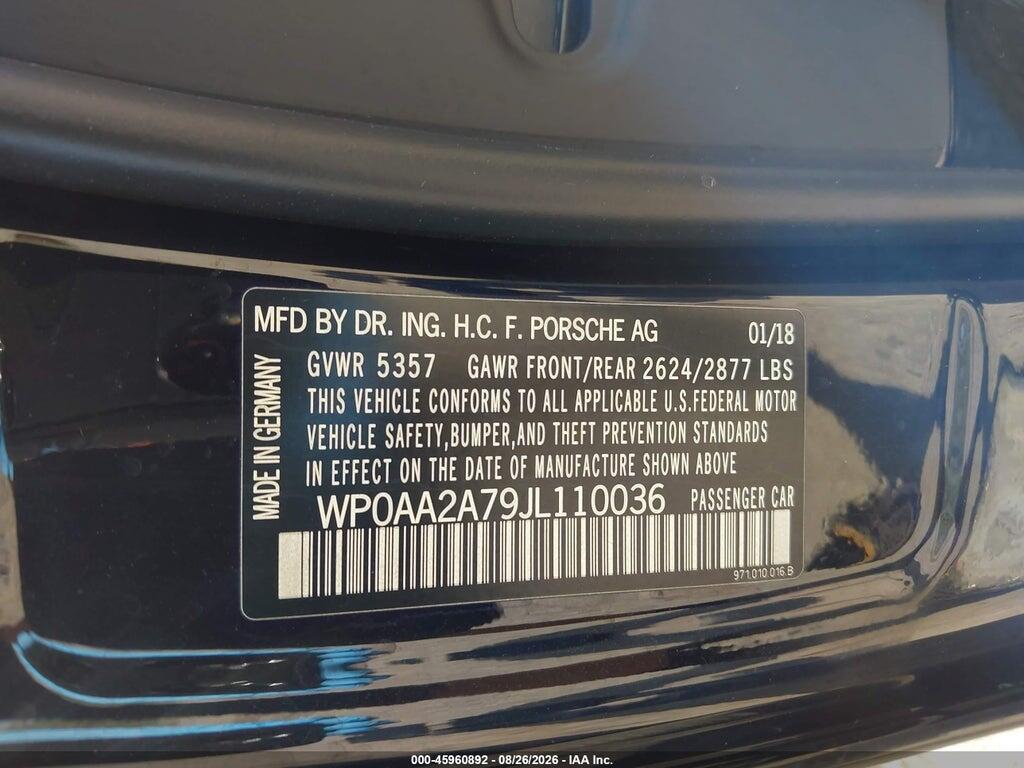 WP0AA2A79JL110036 2018 PORSCHE PANAMERA photo no. 9