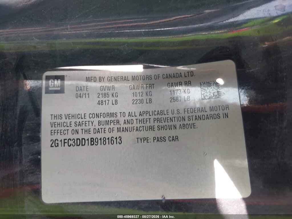 2G1FC3DD1B9181613 2011 CHEVROLET CAMARO photo no. 9