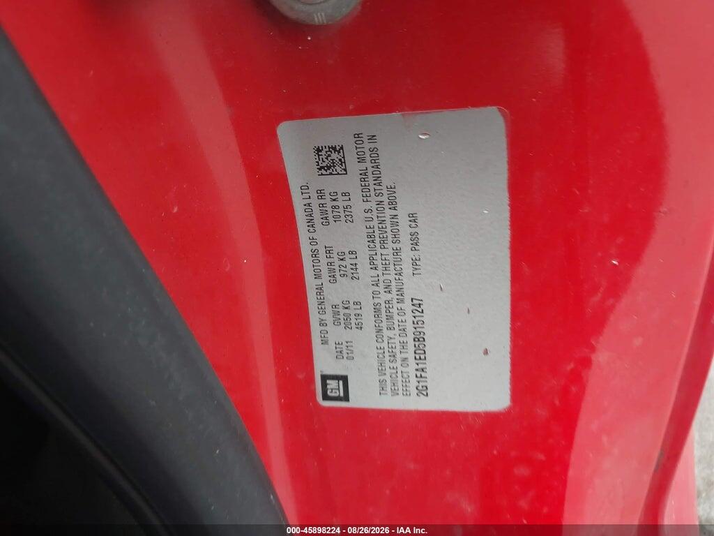 2G1FA1ED5B9151247 2011 CHEVROLET CAMARO photo no. 9